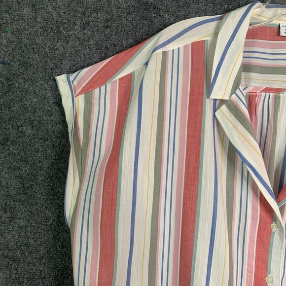 Old Navy Striped Shirt Women XXL Cap Sleeve Tie Waist Cool Summer Cotton Rayon - Picture 4 of 12